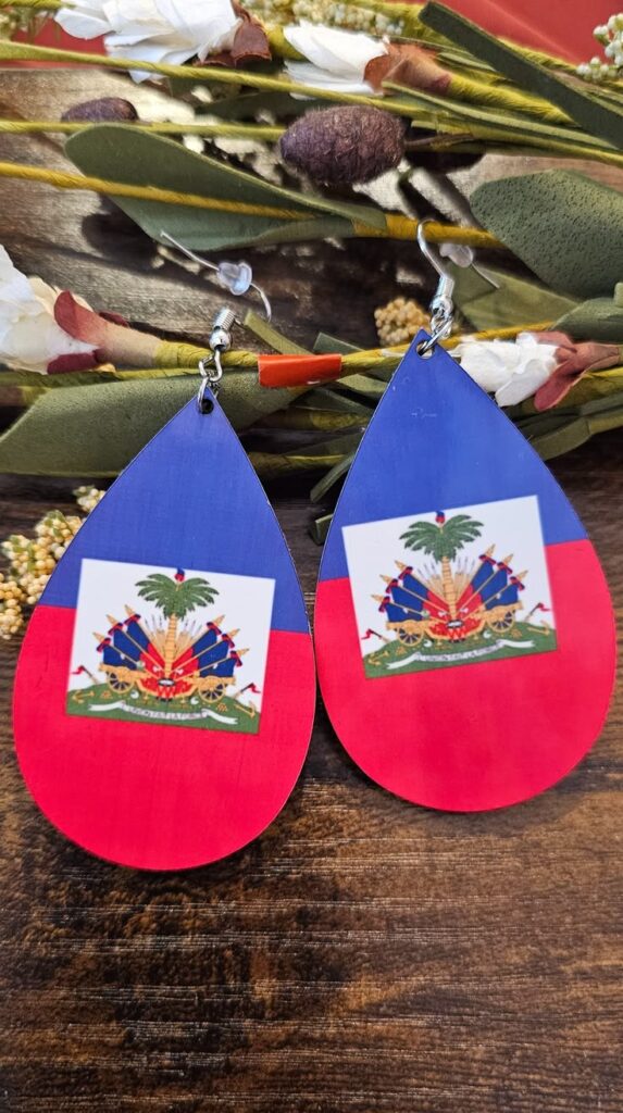 Haitian Flag Teardrop Large Earrings – Haitian Pride Statement Jewelry 573x1024